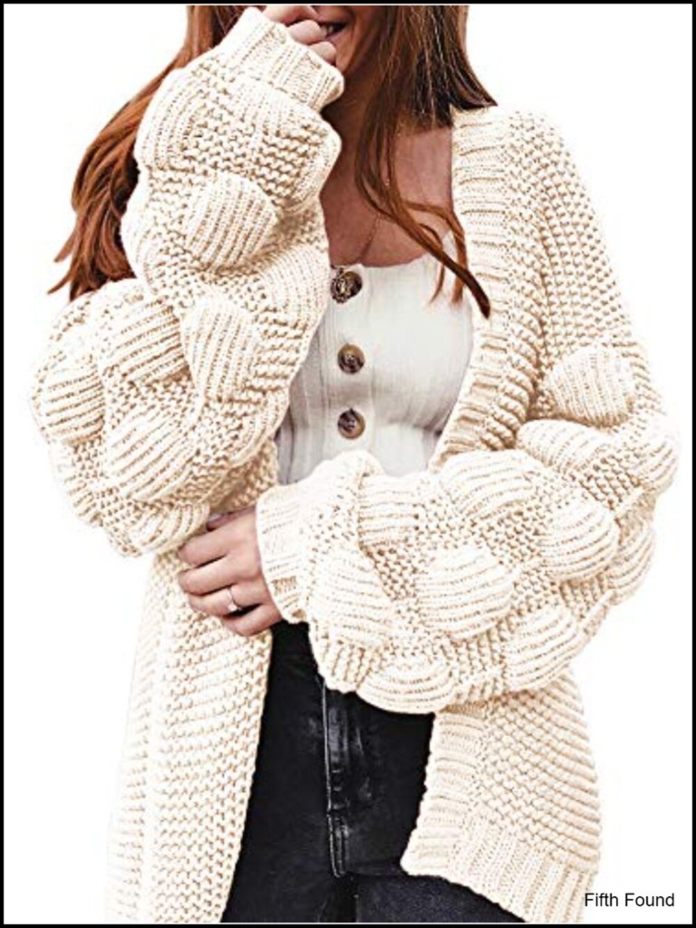 Oversized Chunky Knit Cardigan Wrap Long Open Front Pom Pom Sweater